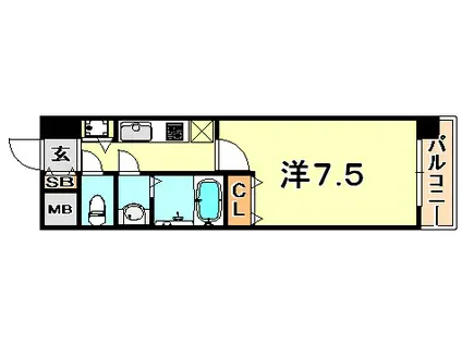 KDXレジデンス三宮(1K/10階)の間取り写真