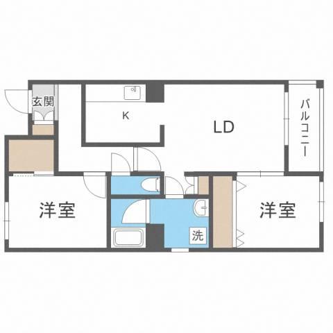 LAPEACE菊水(2LDK/2階)の間取り写真