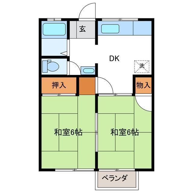 五町目一番館(2DK/2階)の間取り写真