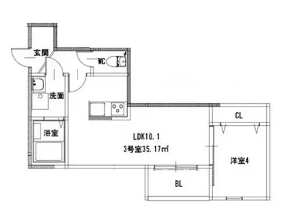 熊本市中央区渡鹿2丁目(1LDK/1階)の間取り写真