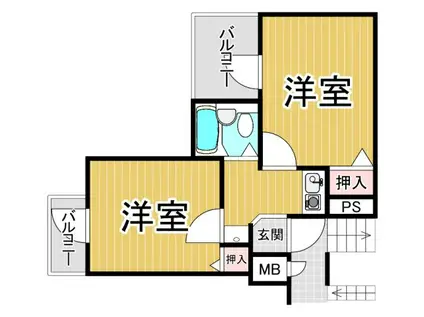 セレーノ門戸(2K/5階)の間取り写真