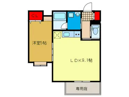 JOYFUL・HOUSE津田駅前(1LDK/1階)の間取り写真