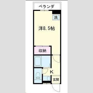 シラコバトハイツ(1K/2階)の間取り写真