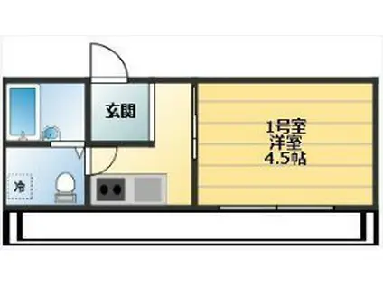 ベイルーム横浜鶴見Ⅰ(1K/2階)の間取り写真