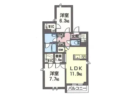 ROSSO 初台(2LDK/3階)の間取り写真