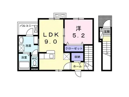 ルナ クレセント(1LDK/2階)の間取り写真