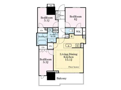 幕張ベイパーク ライズゲートタワー(3LDK/25階)の間取り写真