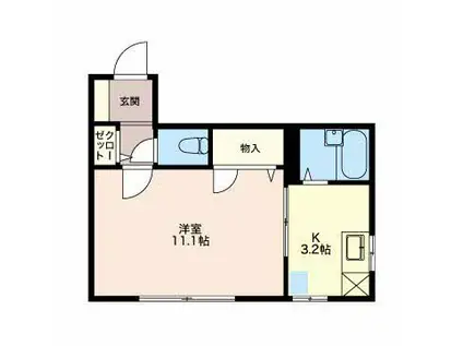 ラフィーネ鐙 E E(1K/1階)の間取り写真