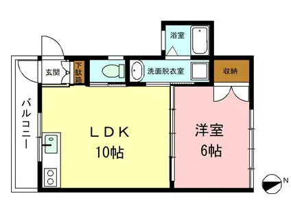 斉藤ハイツ南棟(2DK/2階)の間取り写真