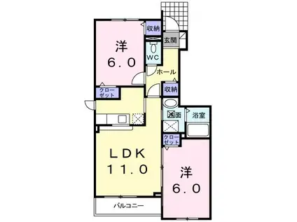 プラシード カーサT・R II(2LDK/1階)の間取り写真