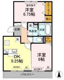 メルベーユB棟(2DK/3階)の間取り写真