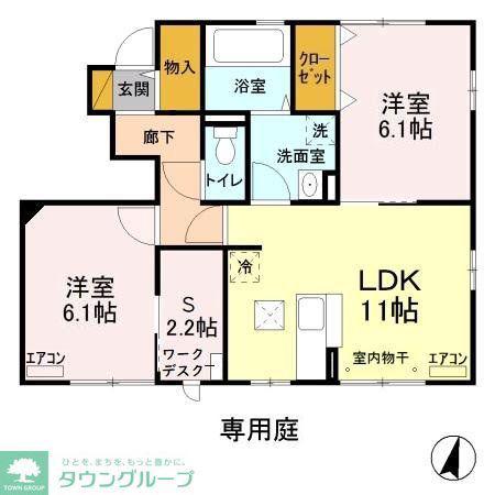 グリーンヴィラガーデン(2SLDK/1階)の間取り写真