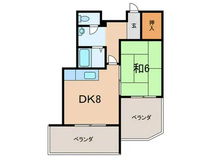 SIハイツ芦屋(1DK/5階)の間取り写真