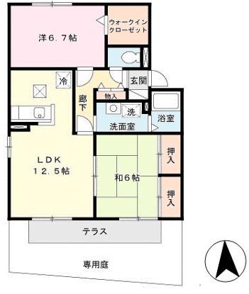 セジュール山陽(2LDK/1階)の間取り写真