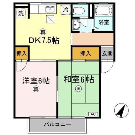 セジュールハートハウス(2DK/1階)の間取り写真