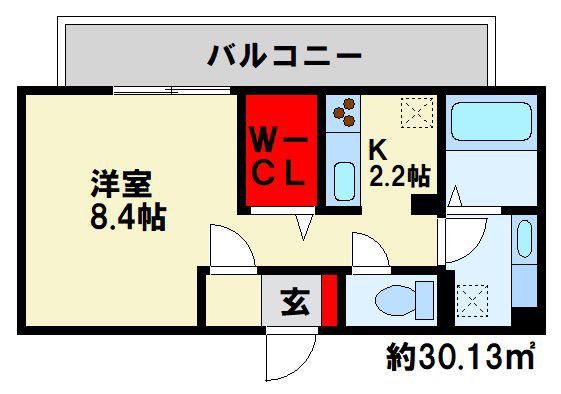 D-ROOM城野(1K/3階)の間取り写真