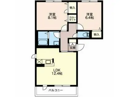 べレオ南笹口II(2LDK/2階)の間取り写真