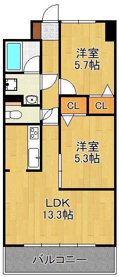 ルネックスII(2LDK/6階)の間取り写真