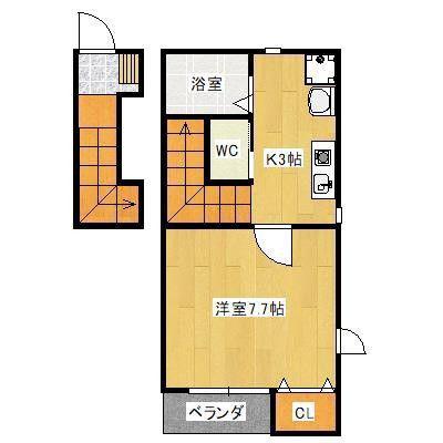 CREST(1K/2階)の間取り写真