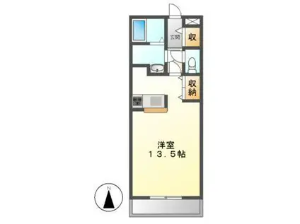 エメロードC(ワンルーム/2階)の間取り写真