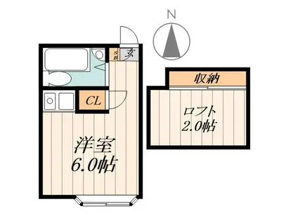 アパートメンツ経堂(ワンルーム/2階)の間取り写真