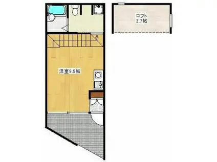 GROOM黒髪(ワンルーム/1階)の間取り写真