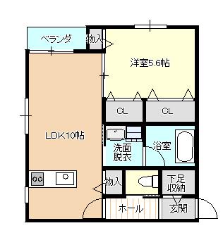 CREST COURT I(1LDK/3階)の間取り写真