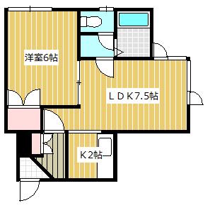美原エクセレント(1LDK/2階)の間取り写真