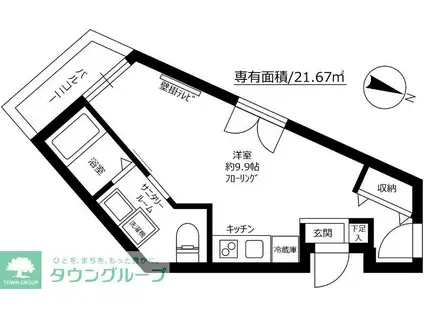 PRNA VILLA(ワンルーム/3階)の間取り写真