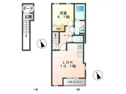 ヴァンヴェール(1LDK/2階)の間取り写真
