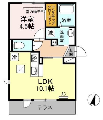D-ROOM別府駅前(1LDK/1階)の間取り写真