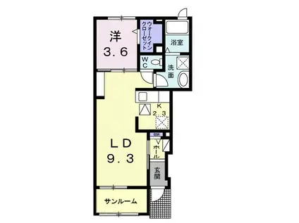 スリジエ リアン セカンド A(1LDK/1階)の間取り写真