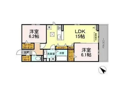 ベルヒルズ(2LDK/1階)の間取り写真