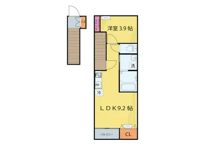 プラウディア仙台清水沼A棟(1LDK/2階)の間取り写真