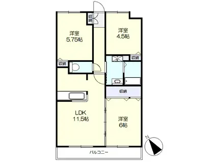 プレミールあけぼの(3LDK/4階)の間取り写真