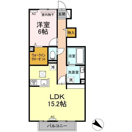 ザルツブルク中林(1LDK/1階)の間取り写真