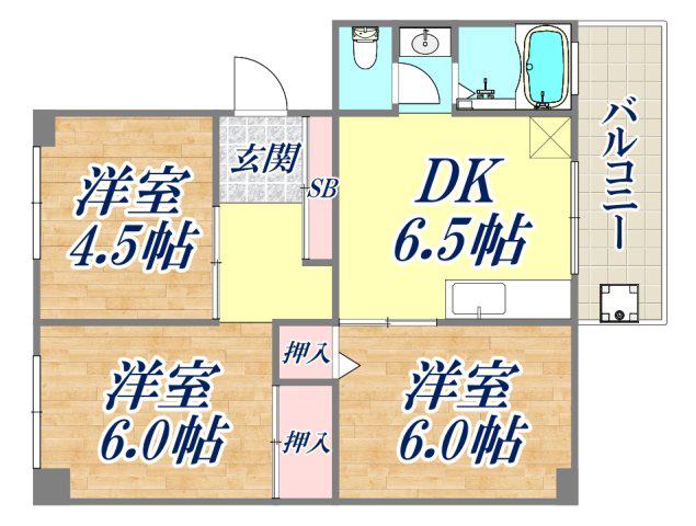 メゾン橋本(3DK/2階)の間取り写真