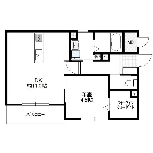 ラニカイ(1LDK/3階)の間取り写真
