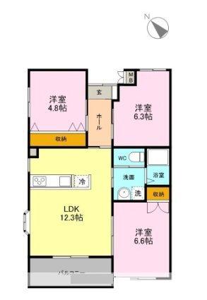 MARUSU竜南(3LDK/1階)の間取り写真