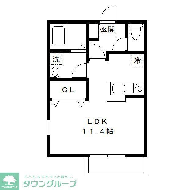 レフィナード南柏(ワンルーム/2階)の間取り写真