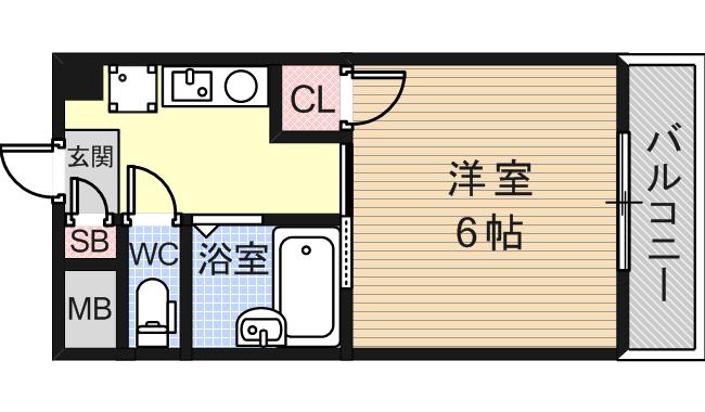 ビクトワール小阪(1K/6階)の間取り写真