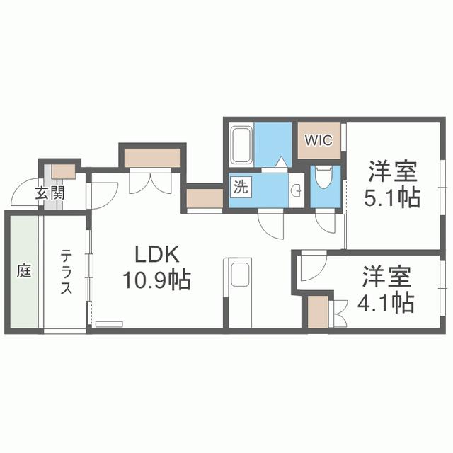 シエル ラフィネ(2LDK/1階)の間取り写真