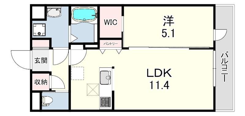 カーサ クラージュ(1LDK/1階)の間取り写真