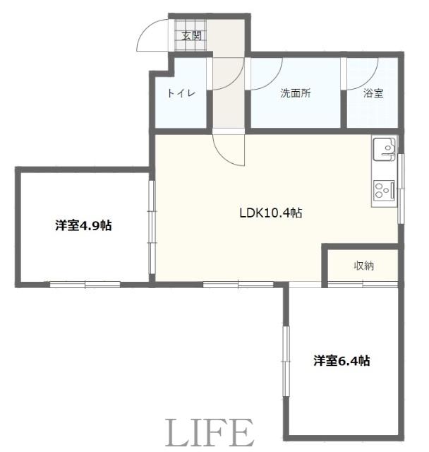 ΑNEXT札幌第15(2LDK/4階)の間取り写真