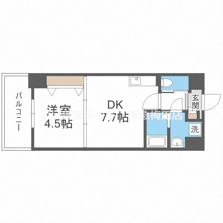 MSR新大阪南(1DK/4階)の間取り写真