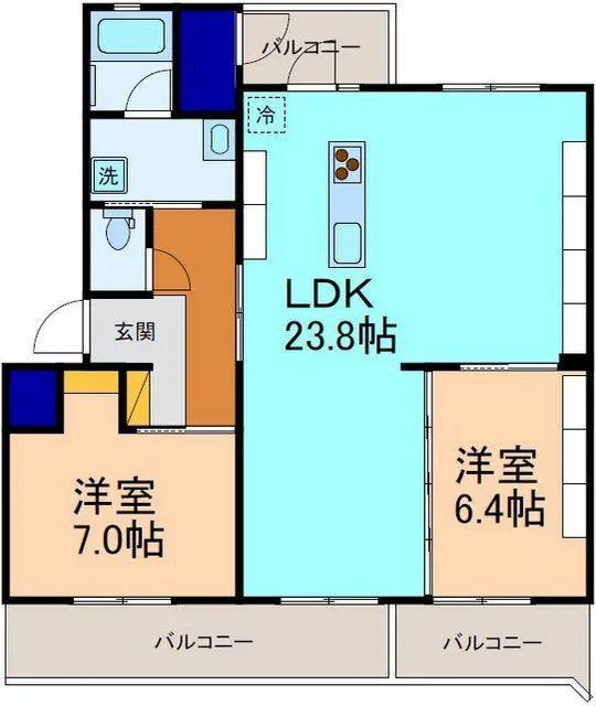 アクアルーチェ犬島(2LDK/2階)の間取り写真