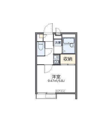 レオパレス羽根木(1K/1階)の間取り写真