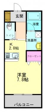 パストラルゆとり(1K/2階)の間取り写真