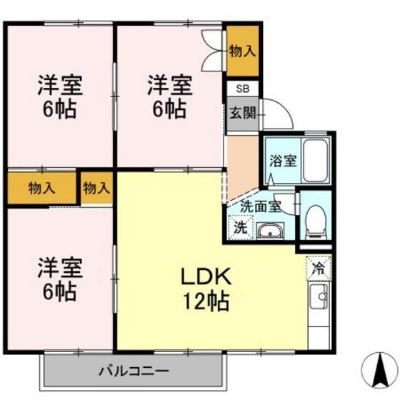 第2エントピア富田(3LDK/2階)の間取り写真