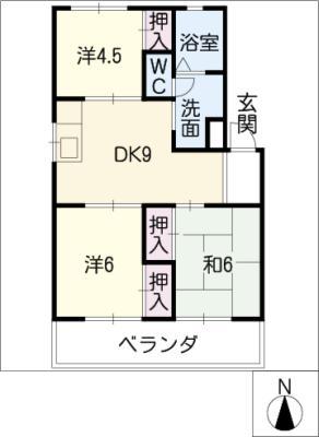 第一橋本マンション(3DK/3階)の間取り写真